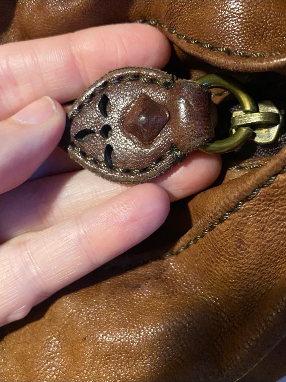 LUCKY BRAND vintage brown hobo lamb leather bag purse bohemian - Picture 7 of 13